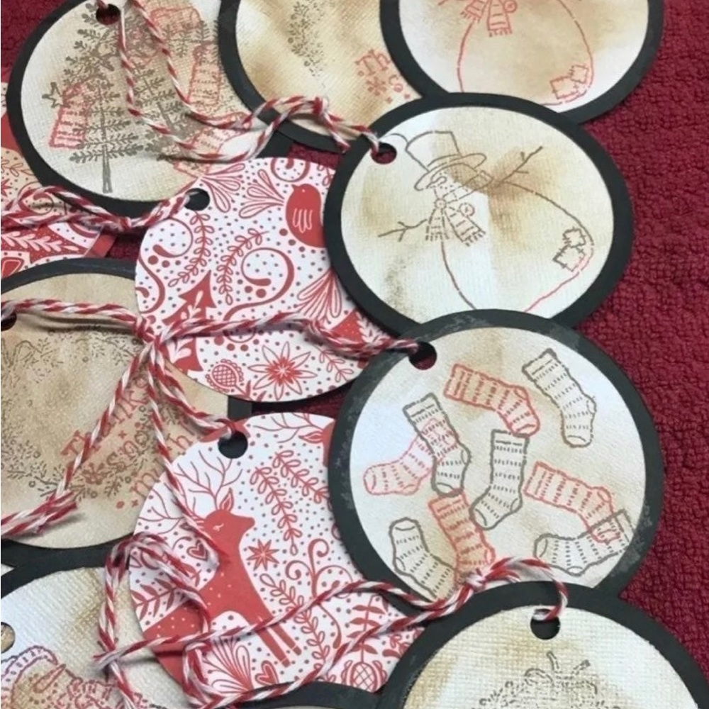 Christmas Hang Tags 14 pcs Distressed Handmade